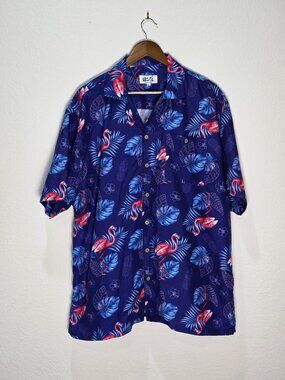 UZZI Amphibious Gear Tropical Blue Men's Shirt XL Pink Flamingos